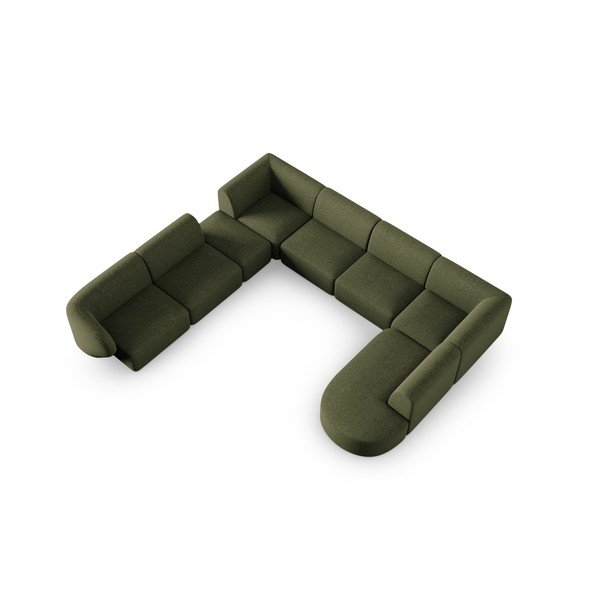 Divano angolare verde (con penisola a sinistra/a U) con rivestimento in ciniglia Paolo – Milo Casa-image-1