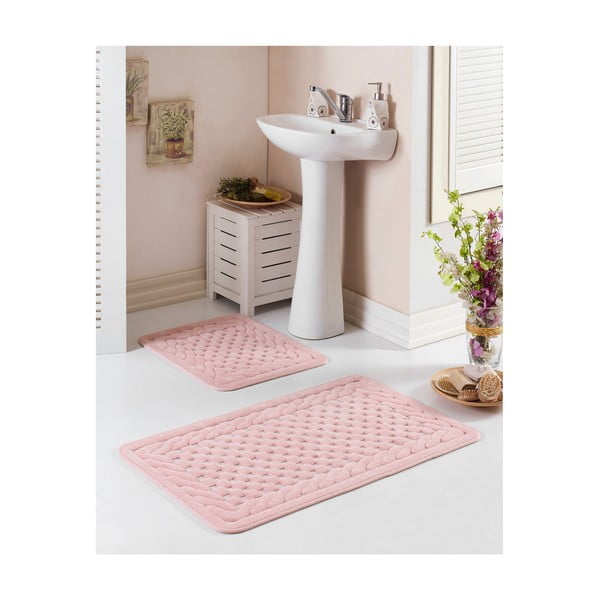 Set di 2 tappetini da bagno rosa cipria Hasir - Unknown
