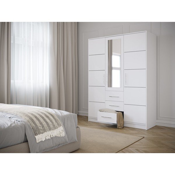 Armadio bianco con specchio 147x200 cm Derry - Cosmopolitan Design-image-1