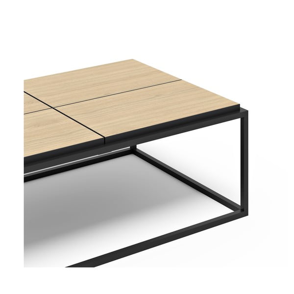 Tavolino con piano in rovere nero e naturale 75x120 cm Douro - TemaHome-image-4