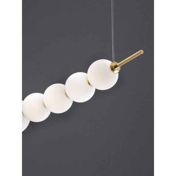Lampadario LED bianco/dorato in metallo con paralume in vetro con intensità regolabile Perla – Nova Luce-image-2