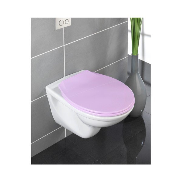 Růžové WC sedátko se snadným zavíráním Wenko Kos, 44 x 37,5 cm-image-1
