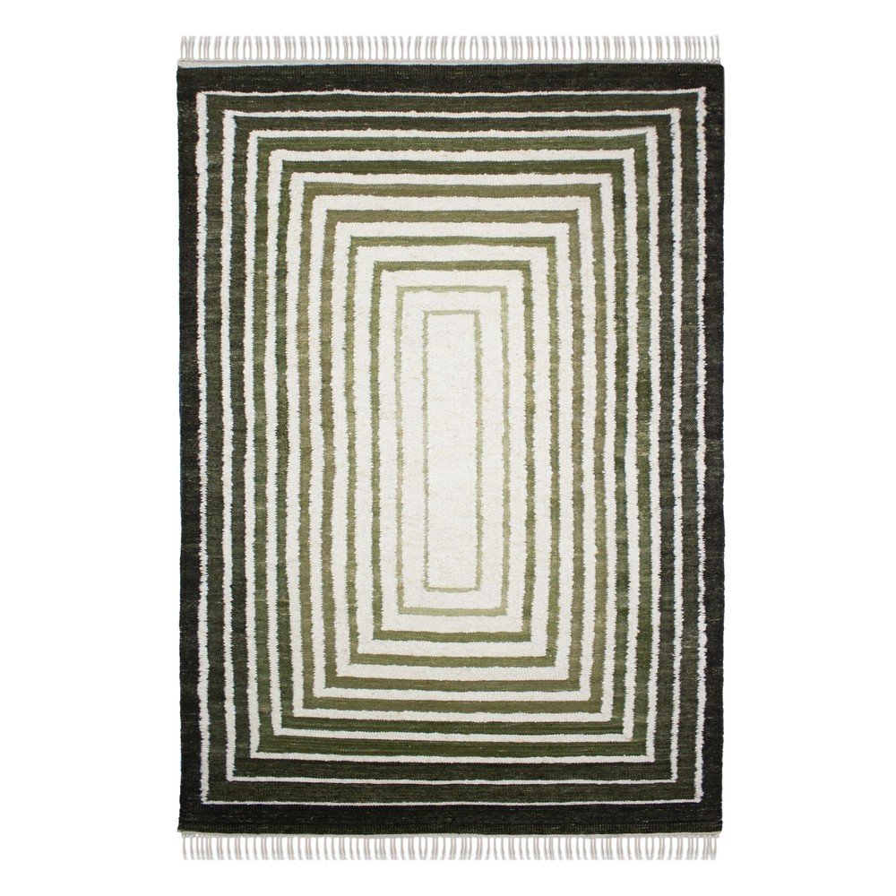 Tappeto verde in misto lana tessuto a mano 140x200 cm Boucle Frame – Flair Rugs | Tappeti
