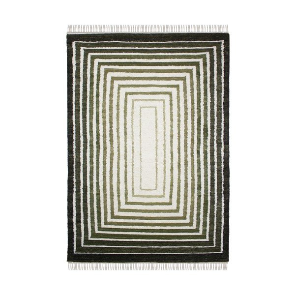 Tappeto verde in misto lana tessuto a mano 140x200 cm Boucle Frame – Flair Rugs