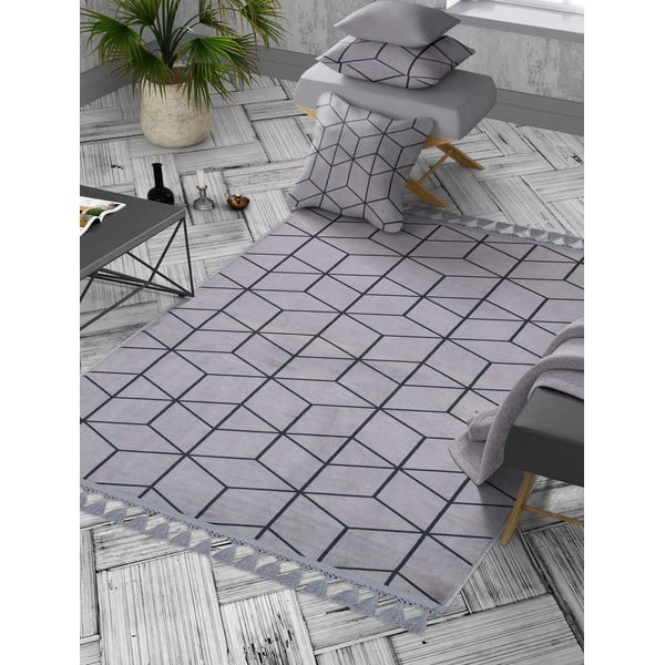 Tappeto lavabile grigio 160x100 cm - Vitaus-image-1