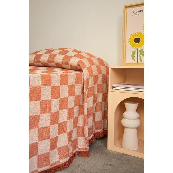 Copriletto matrimoniale beige e mattone 240x240 cm Terracota Checkerboard - Really Nice Things