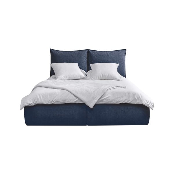 Letto matrimoniale in blu scuro imbottito con spazio contenitivo con griglia inclusa 180x200 cm Garance – Bobochic Paris