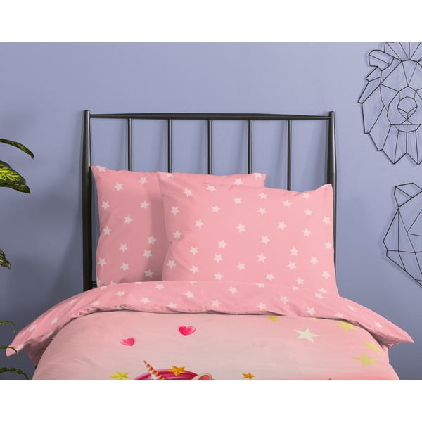 Set copripiumino e federa da bambini rosa in cotone per letto singolo 140x200 cm Little – Good Morning-image-2