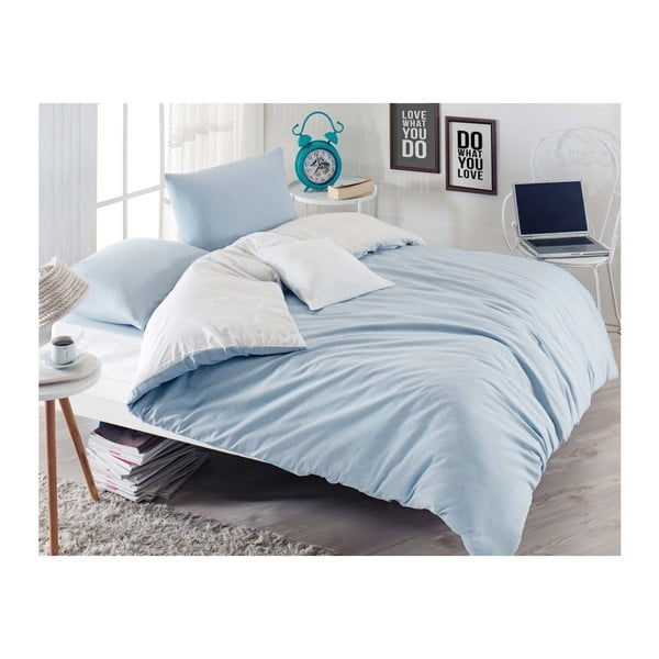 Biancheria da letto azzurra con lenzuolo per letto matrimoniale Permento Mesiya, 200 x 220 cm - Mijolnir
