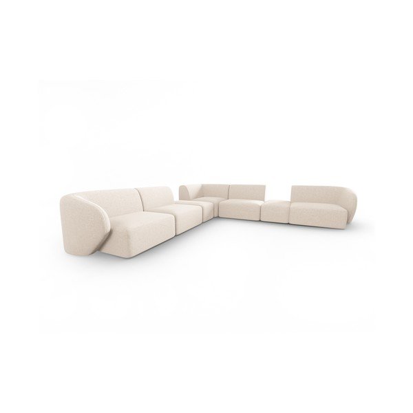 Divano angolare beige con rivestimento in ciniglia Paolo – Milo Casa