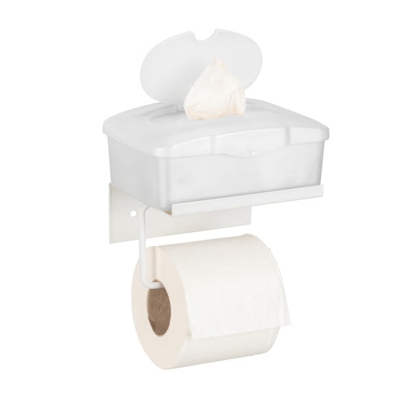 Porta carta igienica autoportante in metallo bianco con ripiano Desulo - Wenko-image-3