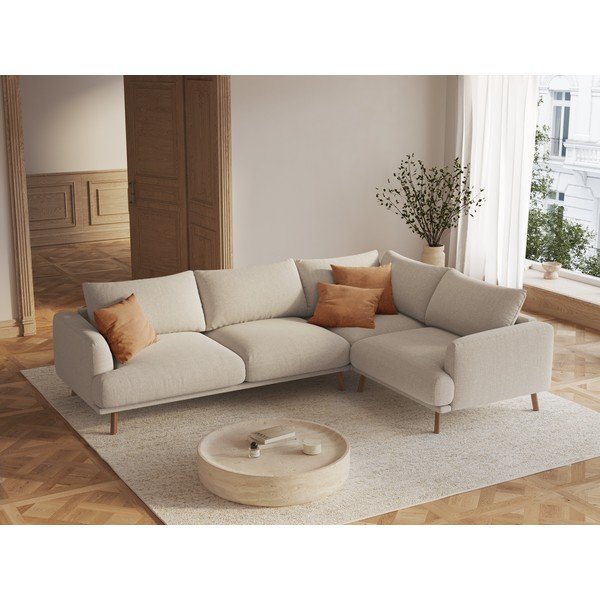 Divano angolare beige (con penisola a destra/con chaise lounge) Naomi – Micadoni -image-1