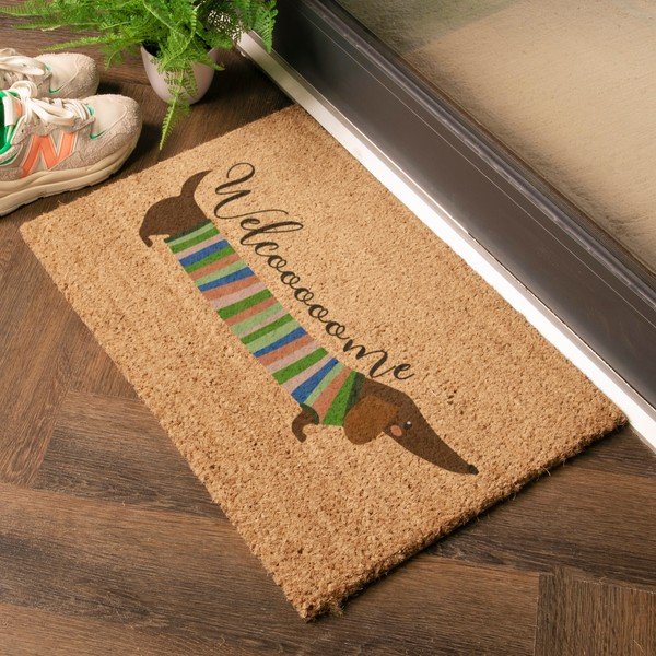 Zerbino in fibre di cocco 40x60 cm Welcome Sausage Dog – Artsy Doormats-image-1