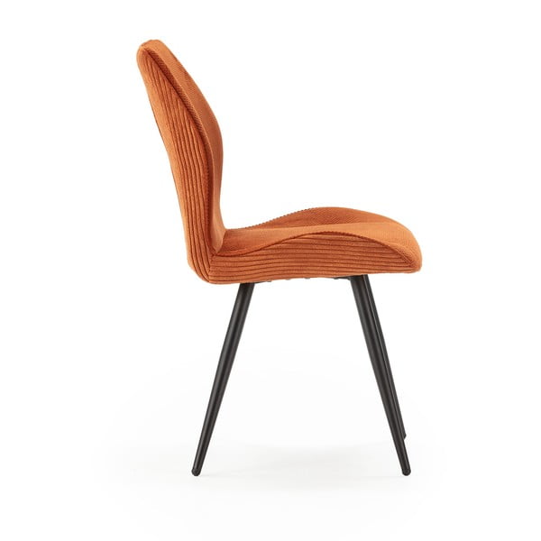 Set di 2 sedie da pranzo in velluto a coste arancione Adaya - Marckeric-image-3