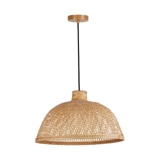 Lampada a sospensione in nero-naturale con paralume in bambù ø 52 cm - SULION