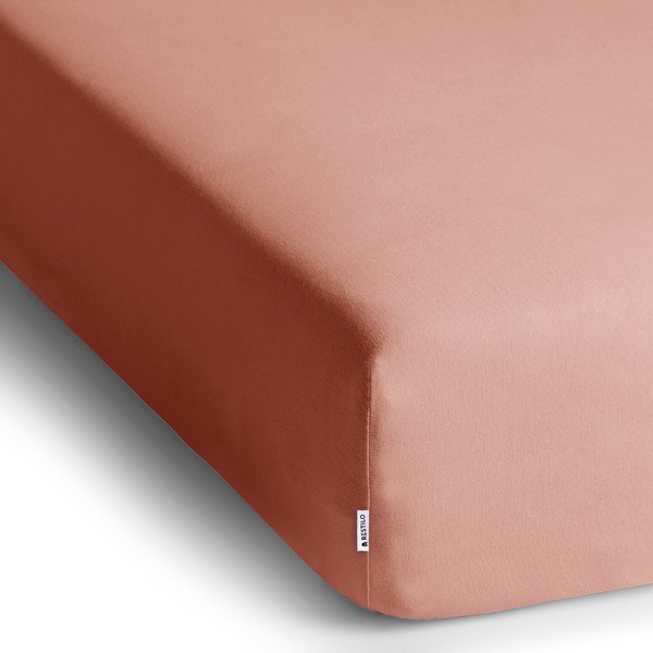 Lenzuolo con angoli color pesca in jersey 240x220 cm Amber – Restilo-image-2