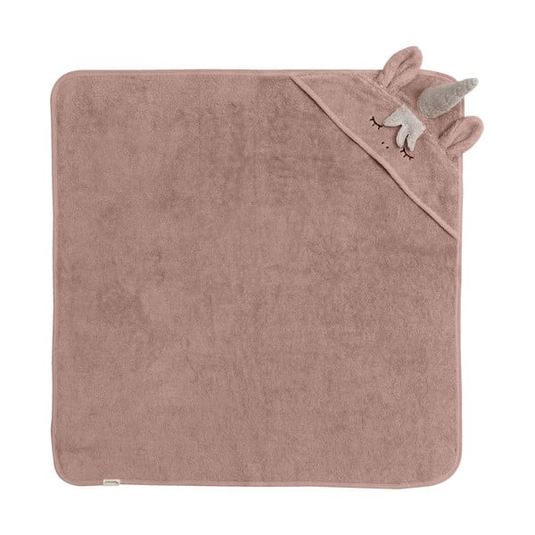 Asciugamano per neonati in cotone rosa con cappuccio 75x75 cm Unicorn - Kindsgut-image-1