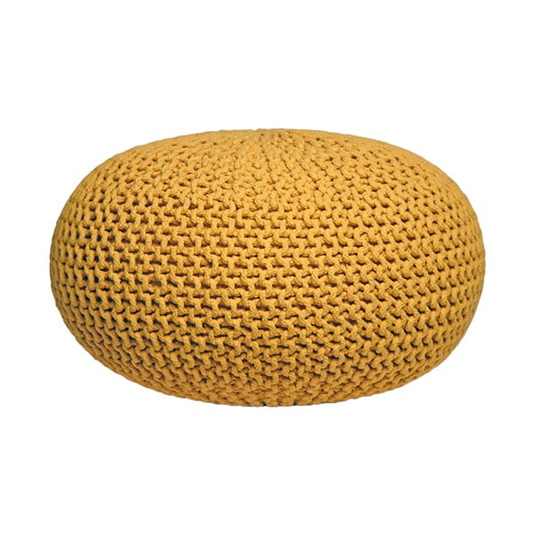 Pouf giallo lavorato a maglia Maglia XL, ⌀ 70 cm - LABEL51