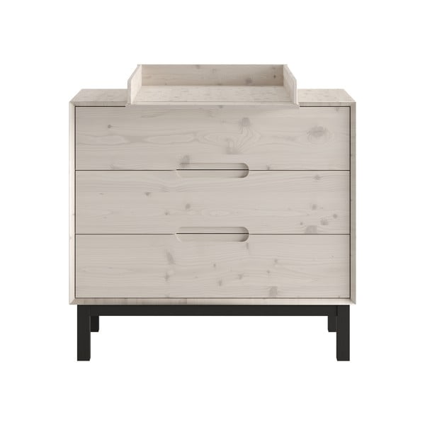 Cassettiera per bambini bassa bianca in pino massiccio 100x91 cm Country – Pinio-image-4