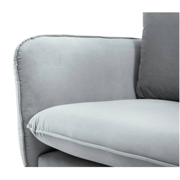 Divano in velluto grigio chiaro, 200 cm Vienna - Cosmopolitan Design-image-4