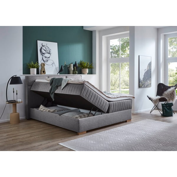 Letto boxspring grigio con contenitore 160x200 cm Tambo - Meise Möbel-image-4