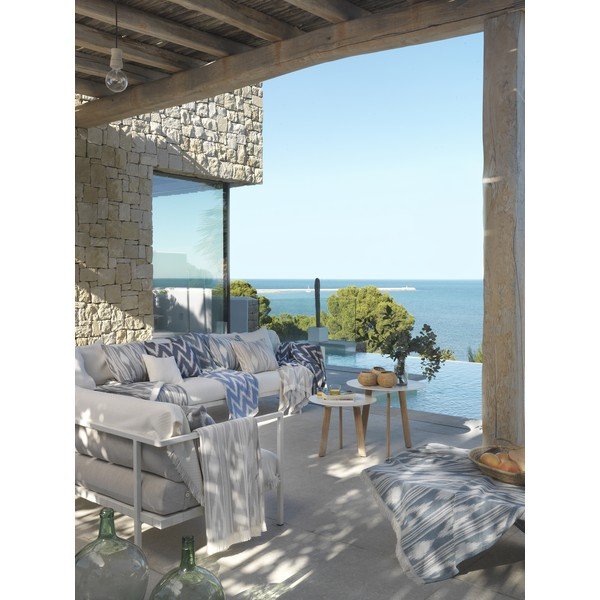 Coperta blu scuro in misto cotone 140x180 cm Mallorca – Euromant-image-1