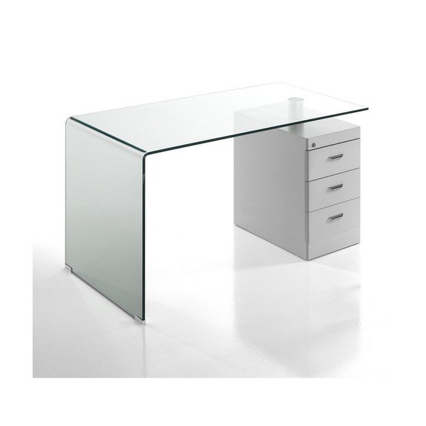 Tavolo da lavoro con piano in vetro 65x125 cm Bow - Tomasucci-image-3