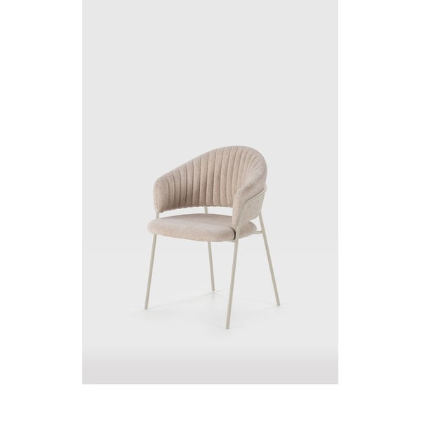 Set di sedie da pranzo beige in imbottito con braccioli 2 pz Leticia – Marckeric-image-1