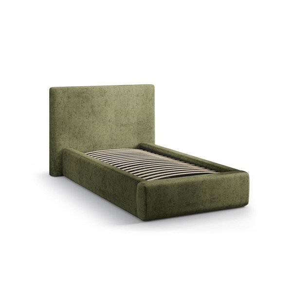 Letto singolo imbottito verde con contenitore con rete inclusa 90x200 cm Amy – Micadoni -image-2