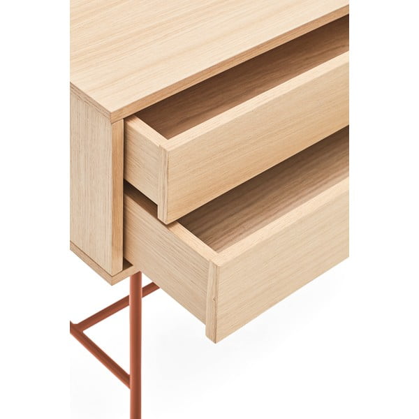 Consolle rosso mattone con impiallacciatura in rovere Yoko - Teulat-image-3