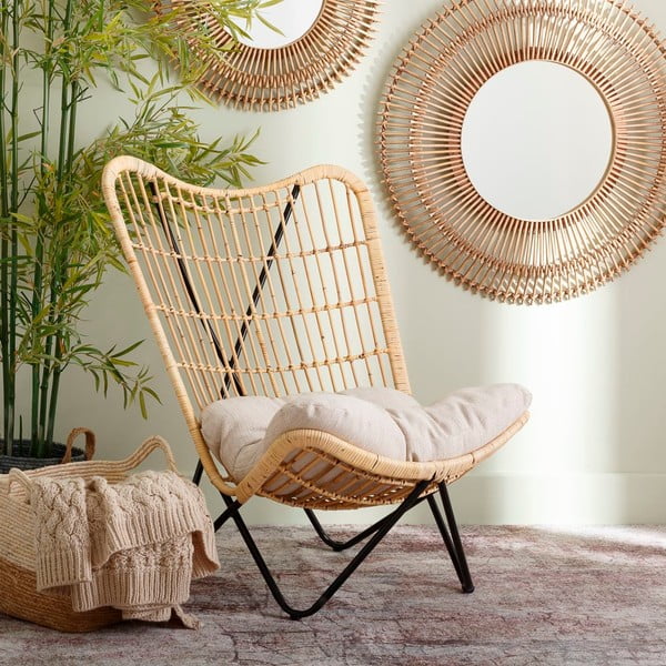 Poltrona con trama in colore naturale - Ixia-image-1