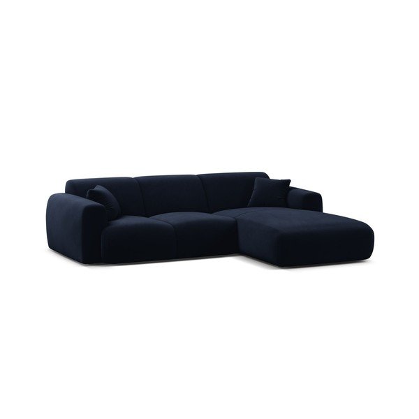 Divano angolare blu scuro (con penisola a destra/con chaise lounge) con rivestimento in velluto Molino – Micadoni 