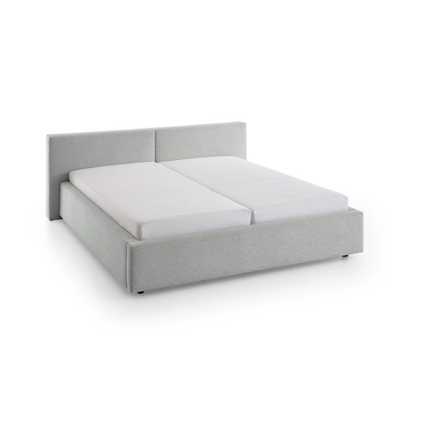 Letto matrimoniale imbottito grigio con contenitore con rete inclusa 160x200 cm Cube – Meise Möbel-image-3