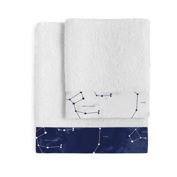Set di 2 asciugamani in cotone Cosmos - Blanc