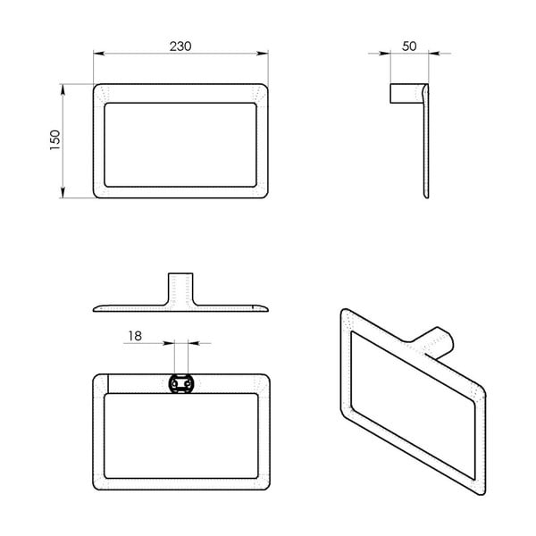 Porta asciugamani a parete in metallo color oro Pirenei - Sapho-image-1