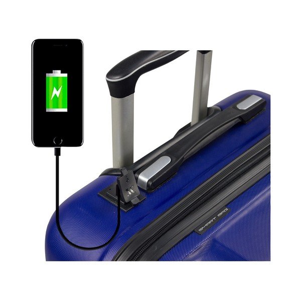 Set di 2 valigie da viaggio blu su ruote con porte USB My Valice LASSO Cabin & Large - Myvalice-image-3
