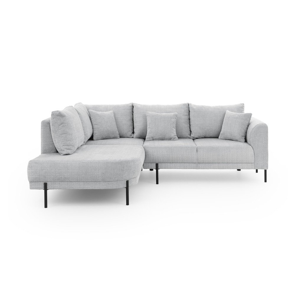 Divano angolare grigio chiaro (con penisola a sinistra/a L) con rivestimento in ciniglia Mauris  – Ropez | Divani ad angolo