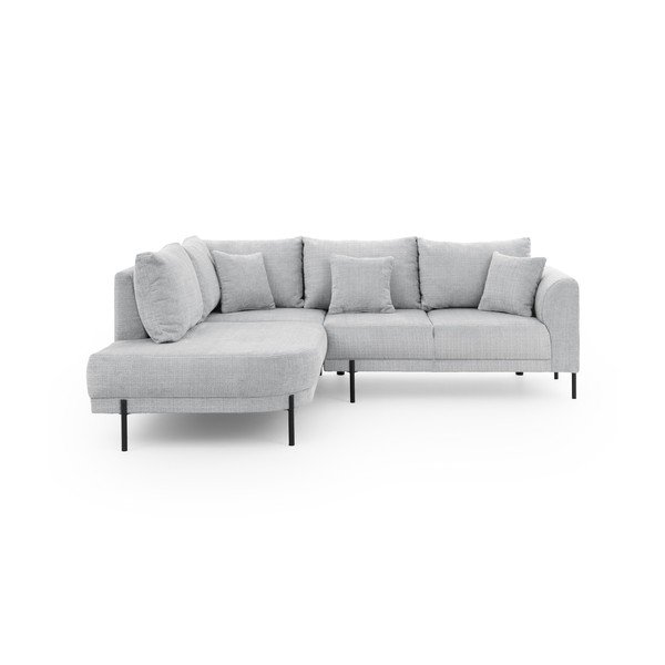 Divano angolare grigio chiaro (con penisola a sinistra/a L) con rivestimento in ciniglia Mauris  – Ropez