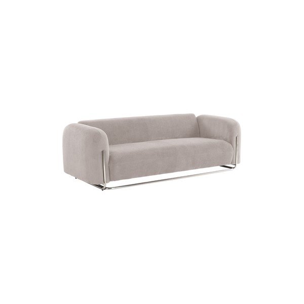 Divano greige con rivestimento in velluto a coste 234 cm Everman – Jotex