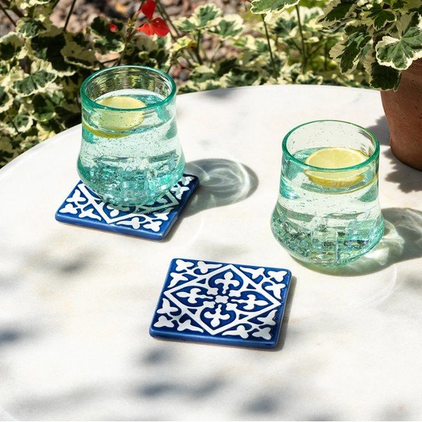 Set di sottobicchieri blu in ceramica 2 pz – Rex London-image-1