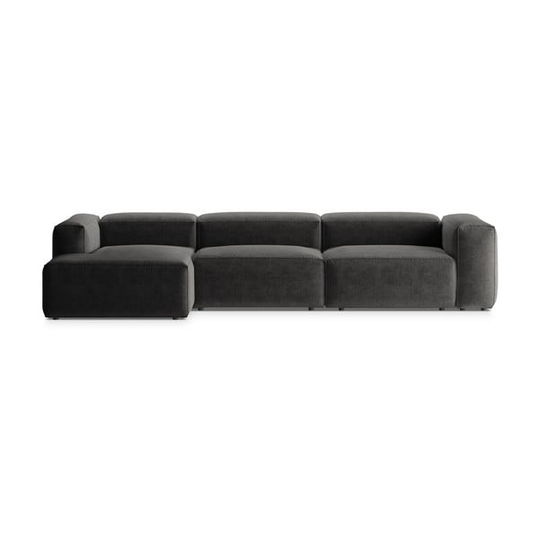 Divano angolare grigio scuro (con penisola a sinistra/con chaise lounge) Bergamo – Cosmopolitan Design