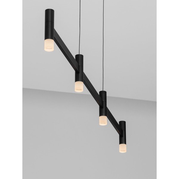 Lampadario LED nero opaco in alluminio con paralume in vetro acrilico con intensità regolabile Poetic – Nova Luce-image-4