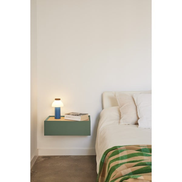 Comodino verde con piano effetto rovere da parete Arista – Teulat-image-1