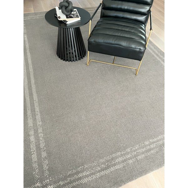 Tappeto in lana grigio chiaro 240x340 cm Calisia M Grid Rim - Agnella-image-1