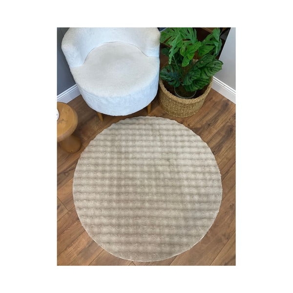 Tappeto beige rotondo lavabile ø 120 cm Bubbly - Oyo Concept-image-2