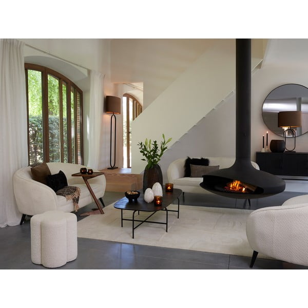 Sgabello crema in tessuto bouclé Nalani - Light & Living-image-1