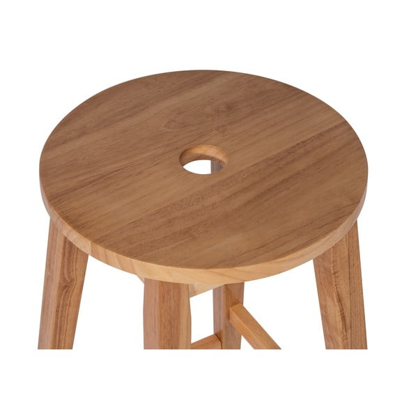 Sedia da bar di colore naturale in legno di cauciù massiccio (altezza della seduta 75 cm) Club – Bonami Essentials-image-3