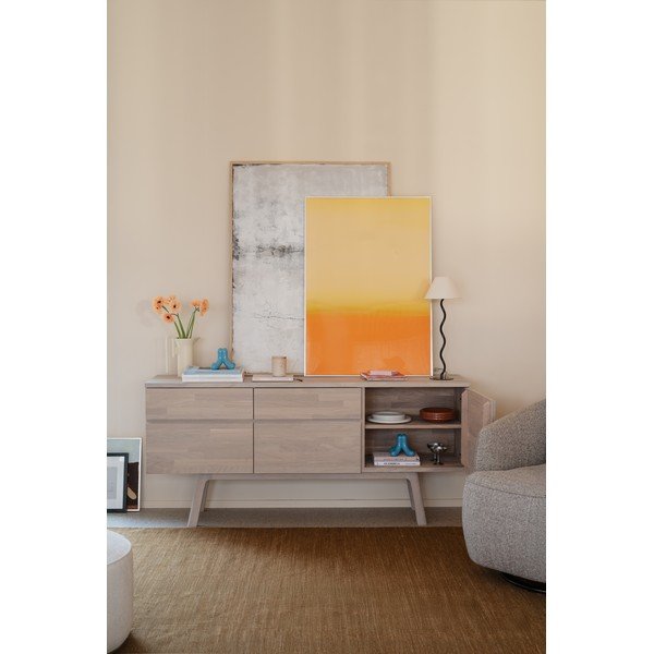 Credenza colore naturale chiaro in rovere massiccio 170x77x42 cm Cleardale – Rowico-image-3
