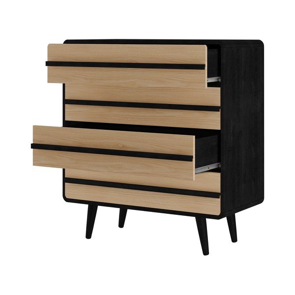 Cassettiera alta nera in rovere 80x88 cm Chantal - Støraa-image-2