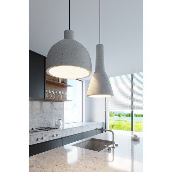Lampadario grigio chiaro con paralume in calcestruzzo ø 17 cm Mattia – Sollux-image-2